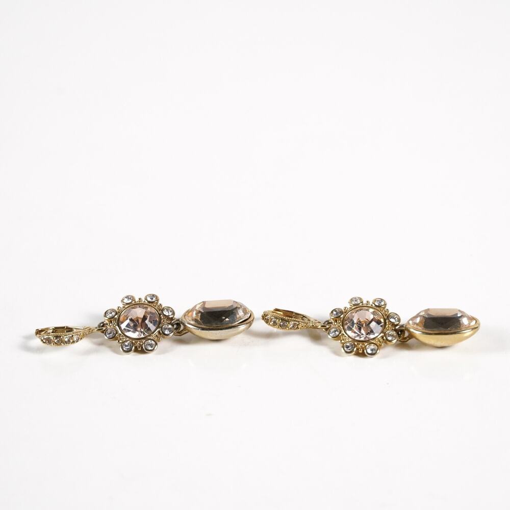 Givenchy Gold Tone Crystal Chandelier Leverback Drop Earrings Elegant Jewelry - Picture 6 of 8